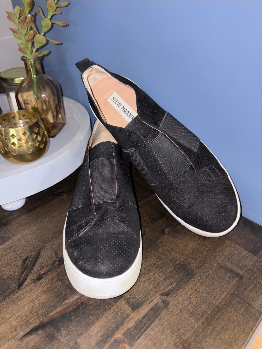 Steve Madden Black Slip-On Platform Sneakers